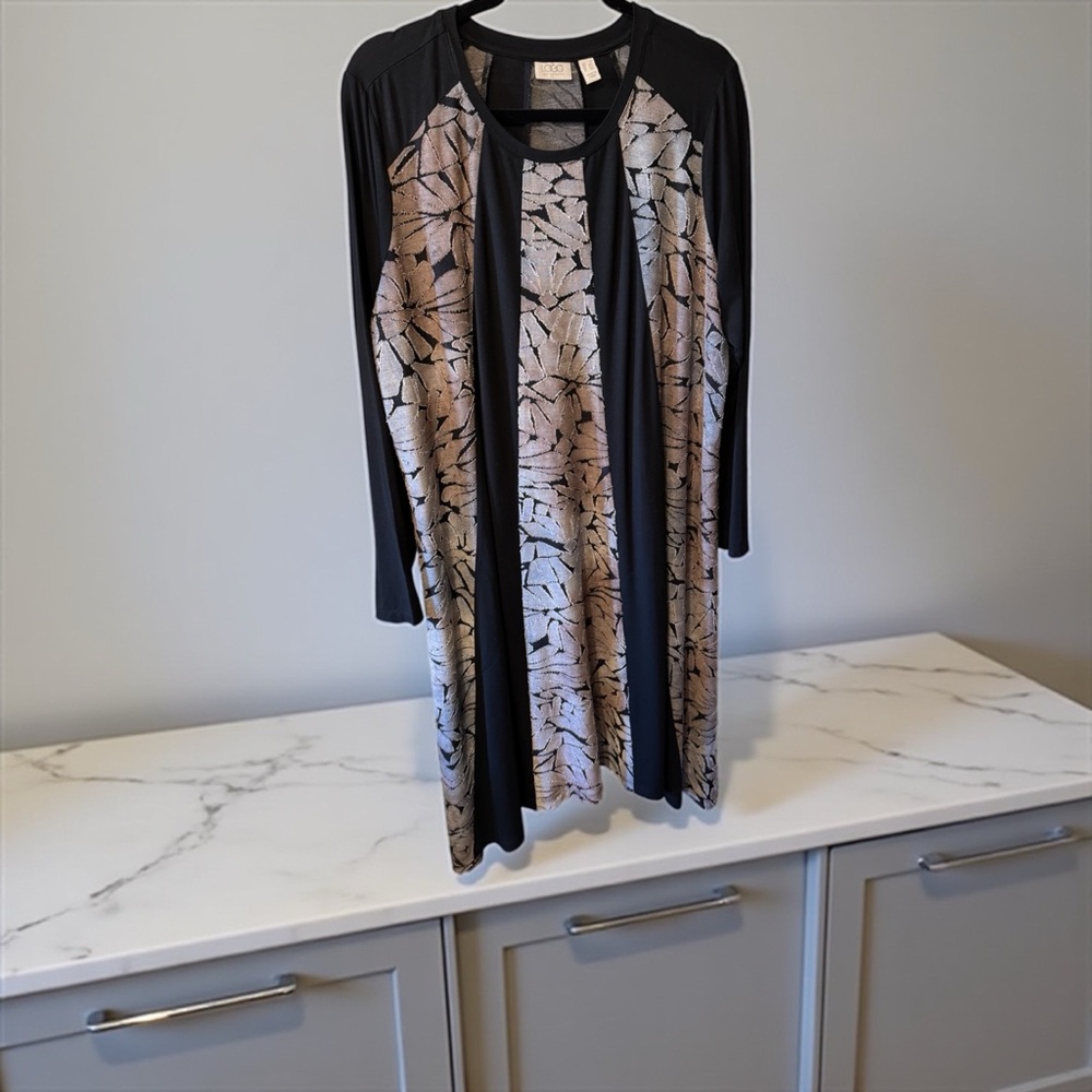 LOGO by Lori Goldstein Regular Knit Pieced Jacquard Dress NWOT Size 1X